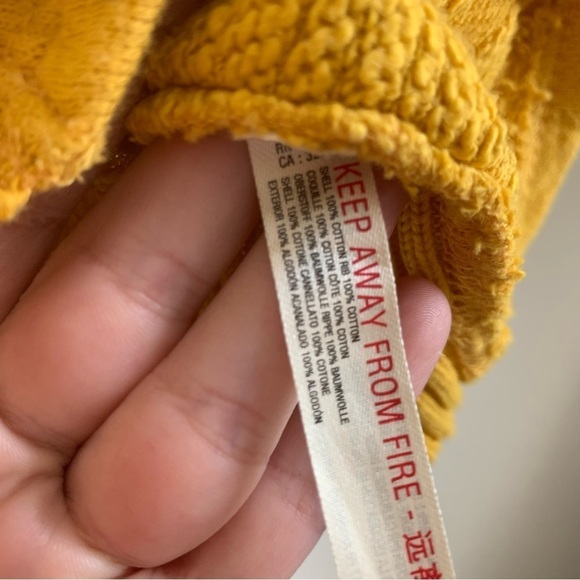 Free people movement Womens yellow honey dove pull over hooded sweater L - Picture 4 of 10